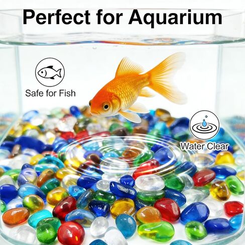 0.93LB Decorative Sea Glass Pebbles, Colorful Clear Irregular Stones for Fish Tank, Aquarium Gravel, Garden, Vase Filler, Turtle Tank Decoration (Colorful Glazed Sand, 0.93LB) in Kuwait