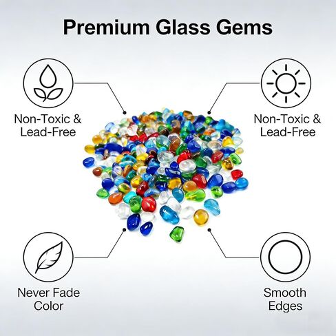 0.93LB Decorative Sea Glass Pebbles, Colorful Clear Irregular Stones for Fish Tank, Aquarium Gravel, Garden, Vase Filler, Turtle Tank Decoration (Colorful Glazed Sand, 0.93LB) in Kuwait