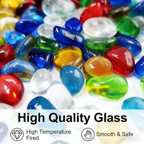 0.93LB Decorative Sea Glass Pebbles, Colorful Clear Irregular Stones for Fish Tank, Aquarium Gravel, Garden, Vase Filler, Turtle Tank Decoration (Colorful Glazed Sand, 0.93LB) in Kuwait