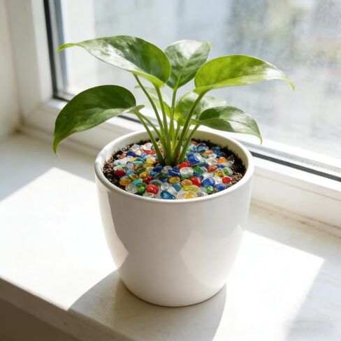 0.93LB Decorative Sea Glass Pebbles, Colorful Clear Irregular Stones for Fish Tank, Aquarium Gravel, Garden, Vase Filler, Turtle Tank Decoration (Colorful Glazed Sand, 0.93LB) in Kuwait