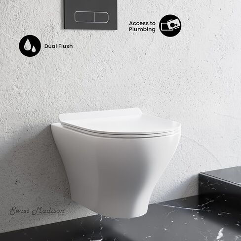 Swiss Madison Well Made Forever SM-WK450-01C - Ivy Wall Hung Elongated Toilet Bundle, Glossy White in Kuwait