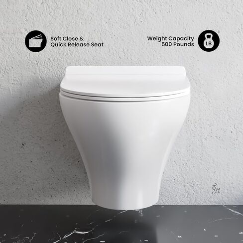 Swiss Madison Well Made Forever SM-WK450-01C - Ivy Wall Hung Elongated Toilet Bundle, Glossy White in Kuwait