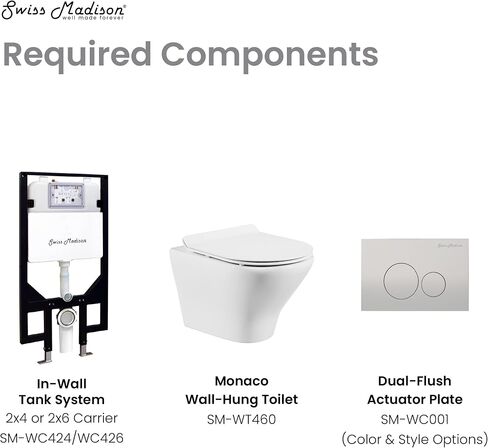 Swiss Madison Well Made Forever SM-WK450-01C - Ivy Wall Hung Elongated Toilet Bundle, Glossy White in Kuwait