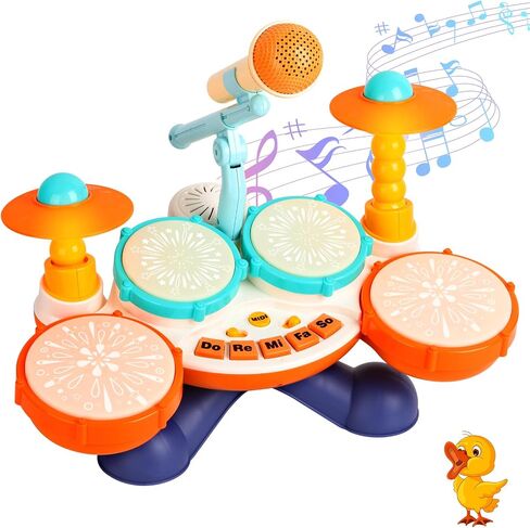 Toddler Drum Set for Ages 1-3, Baby Drum Set with Microphone & Stable Base in Kuwait