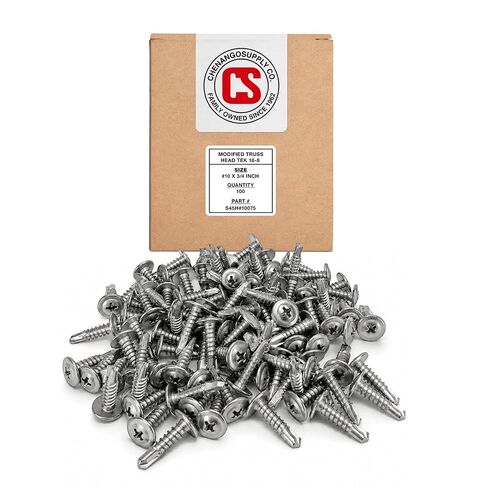 410 Stainless #10 x 1/2" Wafer Head Philips Self Drilling Sheet Metal Tek Screws, (1/2" to 1" Length in Listing), 100 Pieces, Modified Truss Head Self Driller (#10 x 1/2 Inch) in Kuwait