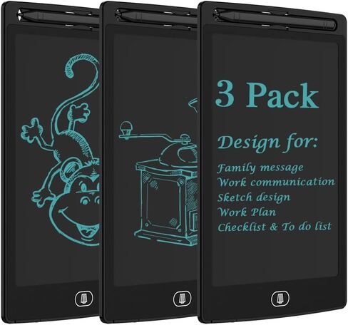 [3 Pack] TIQUS 8.5 Inch LCD Writing Tablet Pad,Check List Memorandum to Do List for Using At Home Office Kitchen,Use for Deaf and Mute Communication [Black] in Saudi Arabia
