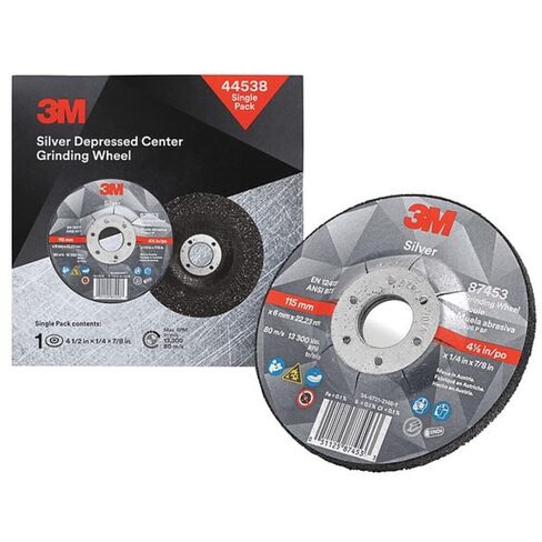 Cubitron II Silver Grinding Wheel, Depressed Center – Quick Change for Right Angle Grinder – 4.5" diam. x 1/4" Thick x 5/8-11" Thread – Type 27 – 87397 – Pack of 10 in Saudi Arabia