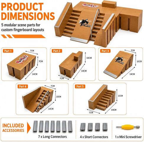 Mnixy 8-in-1 Fingerboard Skate Park Kit with 2 Mini Boards in Kuwait