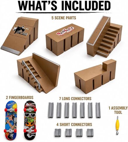 Mnixy 8-in-1 Fingerboard Skate Park Kit with 2 Mini Boards in Kuwait