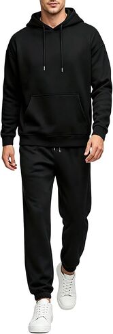 TUVEKE Sweat Suits For Men Set 2 Piece Hoodie Jogger Long Sleeve Sweatsuits Hoodie and Pants Size S To 2XL in Kuwait