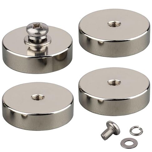 ULIBERMAGNET 120lb 4Pack Strong Neodymium Round Magnet with M8 Female Thread, Powerful Magnetic Removable Mounting for Lighting,Tools, Equipment with Bolt in Kuwait