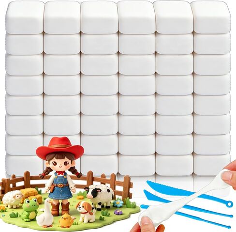 50 Pack White Air Dry Foam Clay,1.12lb Soft Molding Lightweight Clays with 3 Pcs Sculpting Tools for Kids,Adults,Crafting Cosplay,Artistic Projects in Saudi Arabia