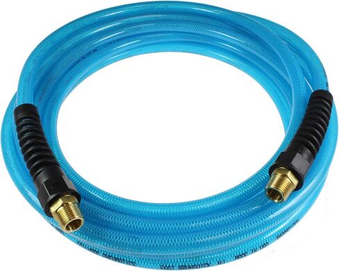 Coilhose Pneumatics PFE40504T Flexeel Reinforced Polyurethane Air Hose, 1/4-Inch ID, 50-Foot Length with (2) 1/4-Inch MPT Reusable Strain Relief Fittings, Transparent Blue in Kuwait