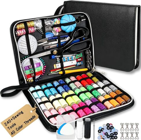Hoarecal Sewing Kit for Adults, 241 Pcs Upgraded Needle and Thread Kit Hand Travel Sewing Supplies Repair Kits for Home Dorm College Beginners - for Mom Grandma in Kuwait