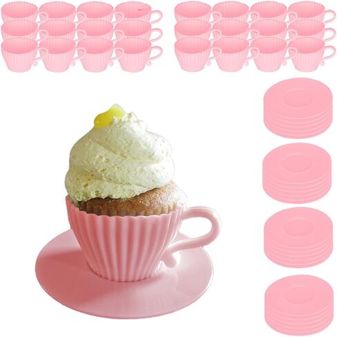Evelots 48-Pc Silicone Cupcake Liners & Teacup Molds with Saucers, BPA-Free in Kuwait
