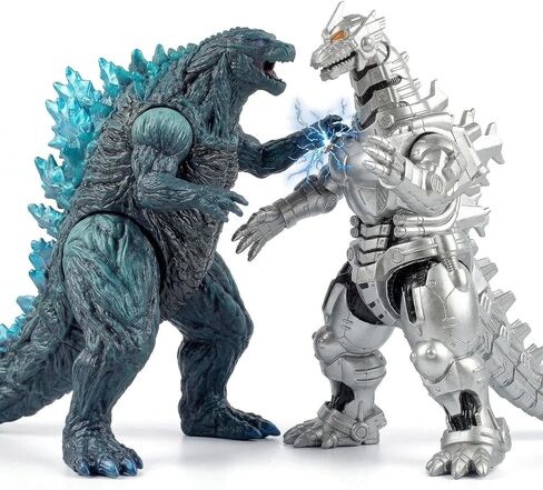 2PCS Big Dragon Earth MechaDragon Figures King of The Monsters - Dragon Figures Kings of The Monsters - 13" & 12" Head-to-Tail, Large Movable Joints Action Movie Series Soft Vinyl in Kuwait