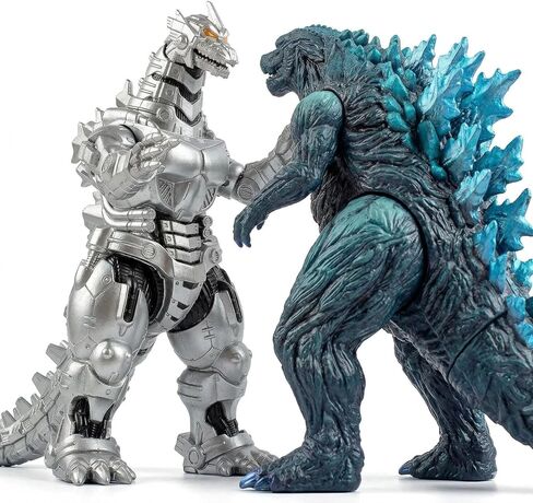 2PCS Big Dragon Earth MechaDragon Figures King of The Monsters - Dragon Figures Kings of The Monsters - 13" & 12" Head-to-Tail, Large Movable Joints Action Movie Series Soft Vinyl in Kuwait