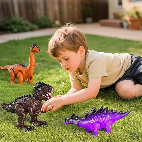 Lucky Doug 3 Pack Electric Walking Dinosaur Toys for Boys Aged 2 3 4 5 6 7 Years Old, Kids Dino Robot with Sounds ＆ Lights, Perfect Jurassic Tyrannosaurus Rex Gift for Birthday 3-5 Years in Saudi Arabia