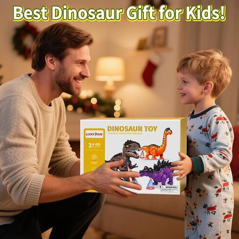 Lucky Doug 3 Pack Electric Walking Dinosaur Toys for Boys Aged 2 3 4 5 6 7 Years Old, Kids Dino Robot with Sounds ＆ Lights, Perfect Jurassic Tyrannosaurus Rex Gift for Birthday 3-5 Years in Saudi Arabia