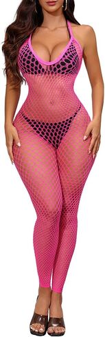 Buitifo Womens Sexy Bodysuit Fishnet Tights Bodycon Jumpsuit Lingerie in Kuwait