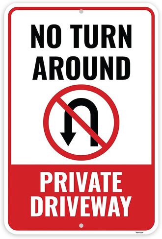 1PC No Turn Around Driveway Sign, 13 x 9 Inches - Aluminum - Private Drive No Turnaround Sign - Private Driveway Do Not Enter No Trespassing in Kuwait