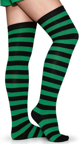 Raylarnia Women's Extra Long Opaque Striped Over Knee High Stockings Socks… in Kuwait