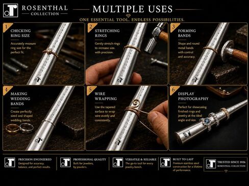 Rosenthal Collection Exquisite Craftsmanship: Premium Solid Stainless Steel Ring Sizing Mandrel for Accurate Measurements, Sizes 1-16 in Saudi Arabia