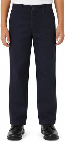 Bienzoe Boys School Uniform Pants: Adjustable Waist Cotton Stretch Regular Size Flat Front Kids Trousers in Kuwait