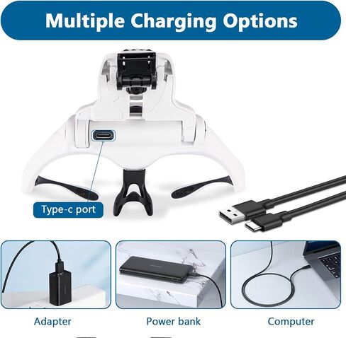 Head Magnifying Glass with 4 LED Lights, Rechargeable Head Magnifier in Saudi Arabia