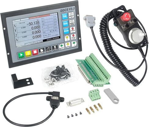 CNCTOPBAOS 4 Axis Offline Stand Alone CNC Motion Controller System DDCSV3.1,Servo/Stepper Motor Control Replace Mach3 PLC+100PPR MPG Handwheel with E-stop for CNC Router Engraving Machine in Kuwait