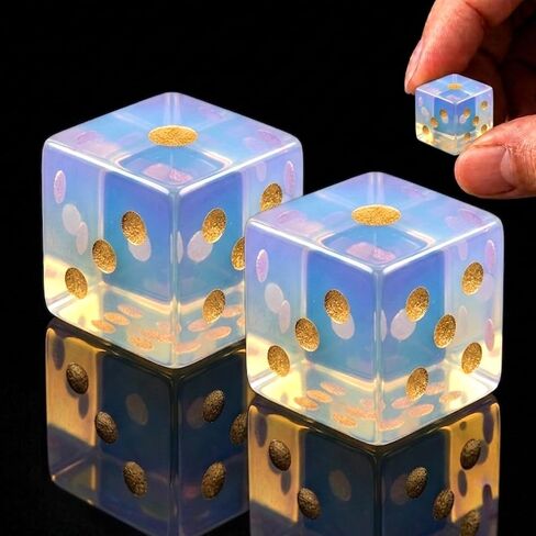 2PCS Crystal D6 Dice, 16mm Natural Gemstone Mahjong Dice Set Stone Dice for Games, Accessories, Tabletop Board Games, Casino Games, Craps, DIY Crafts, Spiritual Decor and Home Decor in Kuwait