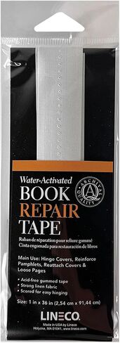 Lineco, Water-Activated Book Repair Tape, for Hinge Covers, Repair Pamphlets, Covers and Paper Pages, Non-Yellowing, Neutral pH, 1 Inch x 36 Inch in Kuwait