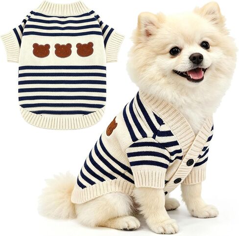 ABRRLO Striped Small Dog Sweaters for Girls Boys Puppy Cat Cardigan Clothes in Saudi Arabia