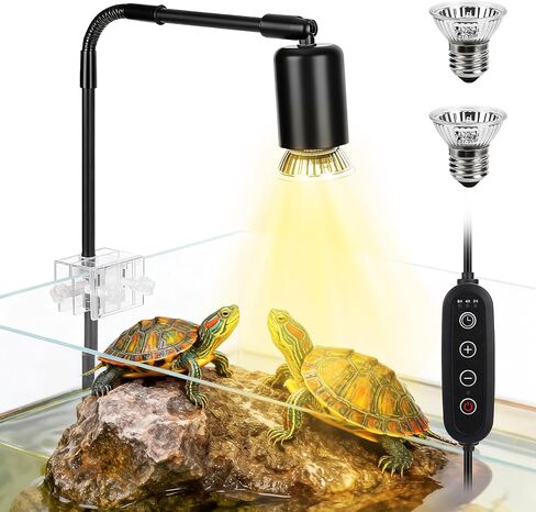 Reptile Heat Lamp, 360° Rotatable UVA/UVB Light Lamp with 2 Pack Basking Bulbs 50W, Suitable for Bearded Dragon, Reptiles, Turtle, Lizard, Snake in Saudi Arabia