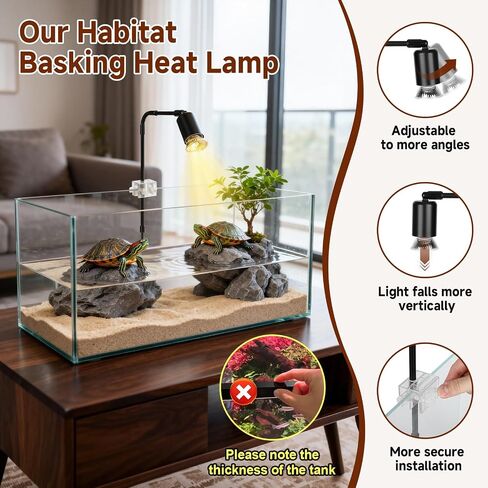 Reptile Heat Lamp, 360° Rotatable UVA/UVB Light Lamp with 2 Pack Basking Bulbs 50W, Suitable for Bearded Dragon, Reptiles, Turtle, Lizard, Snake in Saudi Arabia