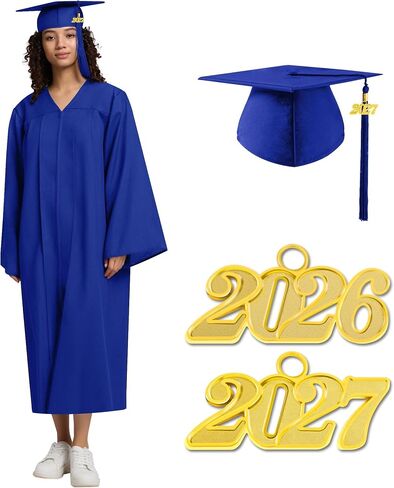Tnghui Unisex Matte Graduation Gown Cap 2023/2024 Year Charm for High School Rich in Color in Kuwait