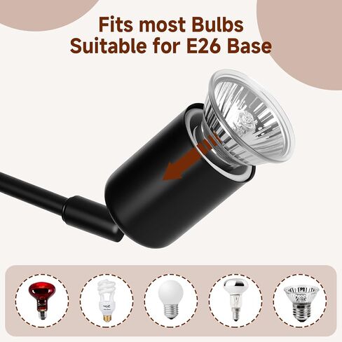 Reptile Heat Lamp, 360° Rotatable UVA/UVB Light Lamp with 2 Pack Basking Bulbs 50W, Suitable for Bearded Dragon, Reptiles, Turtle, Lizard, Snake in Saudi Arabia