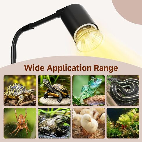 Reptile Heat Lamp, 360° Rotatable UVA/UVB Light Lamp with 2 Pack Basking Bulbs 50W, Suitable for Bearded Dragon, Reptiles, Turtle, Lizard, Snake in Saudi Arabia