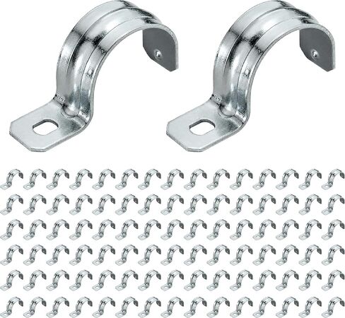 OhLectric 1 Hole 3/4 Inch EMT Pipe Strap | Reinforced Rib, Hole for Extra Strength | Snap-On Installation | Zinc-Plated Steel Pipe Clamp to Secure EMT Conduit | Pack Of 100; OL-42964 in Kuwait