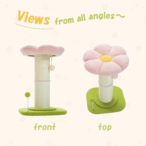 PEQULTI Flower Cat Scratching Post, Super Thick 5.5in Sisal Post, Pink in Kuwait