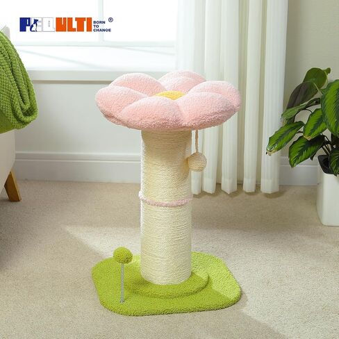 PEQULTI Flower Cat Scratching Post, Super Thick 5.5in Sisal Post, Pink in Kuwait
