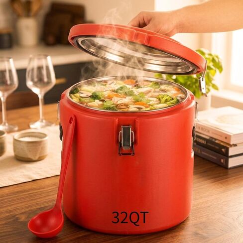 Jinei 32QT Food Warmers Food Hot Box 7.9 Gallon Food Cooler Insulated Food Carrier with Spoon Portable Commercial Soup Container for Hot or Cold Food Storage Restaurant Canteen Home Party Lunch in Saudi Arabia