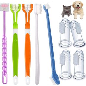 15-Pack Dog Toothbrush Kit, Triple Head & Double Head Dog Toothbrush, 360 Finger SiliconeToothbrush, Multi-Angle Dental Cleaning Brushes for Cat Oral Health (White) in Kuwait