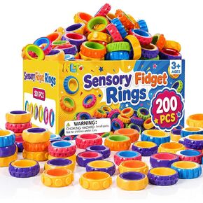 KLT Fidget Toys Bulk for Kids: 100 Pack Textured Spinner Rings - Fun Fidgets for Student Classroom Prize - Small Stress Toys for Autism Calming - Halloween Goodie Bags Stuffers for Party Favors in Kuwait