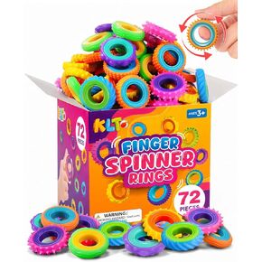 KLT Fidget Toys Bulk for Kids: 100 Pack Finger Spinner Rings - Classroom Prizes Box Toys - Textured Sensory Toys for Autism Stress Relief - Fun Halloween Goodie Bag Stuffers for Party Favors Girls in Kuwait