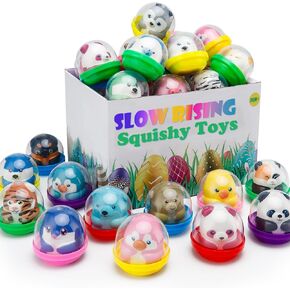 CURIBBLE 30 Packs Party Favors Slow Rising Animal Squishy Toys with Capsules,Goodie Bag Stuffers,Birthday Gifts,Treasure Box Toys, Kids Classroom Prizes,Claw Machine Toys, Stress Relief Squishy toys in Kuwait