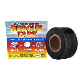 Rescue Tape, Self-Fusing Silicone Tape, Emergency Plumbing Pipe & Radiator Hose Repair, Electrical Insulation, 1" Width x 36' Length x 0.02" Thick, Black in Kuwait