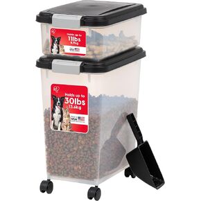 IRIS USA 30 lb + 11 lb Airtight Pet Food Storage Containers with Wheels in Saudi Arabia