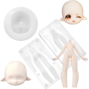 3Pcs Doll Figure Mold Full Set, 3D Cartoon Doll Body Face Head Clay Molds in Kuwait