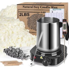Soy Wax Candle Making Kit Supplies With Wax Melter, Natural Candle Wax For Candle Making, DIY Art&Crafts Kit for Adults,Beginner, Including 2lbs Soy Wax Flakes, Electric Stove,CandleWick,Melting Pot in Kuwait